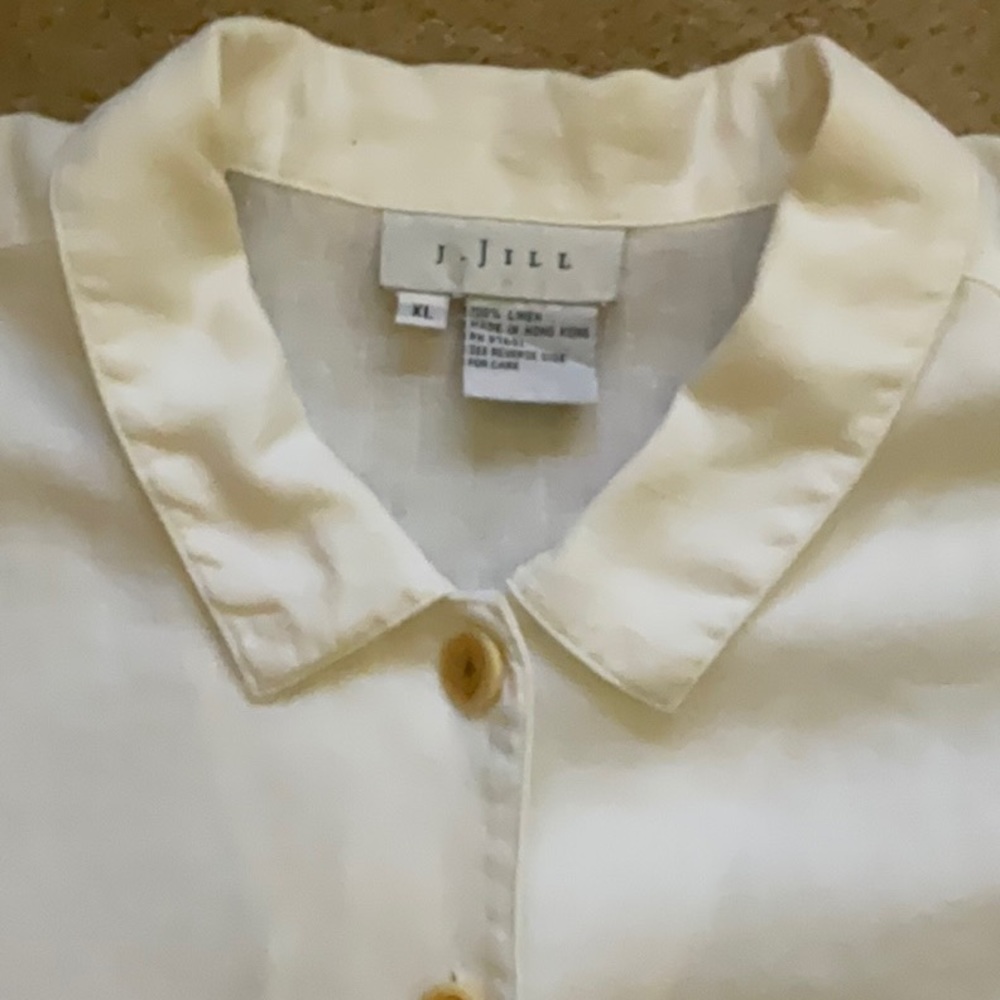 J Jill, oversized linen shirt with leaf etched buttons